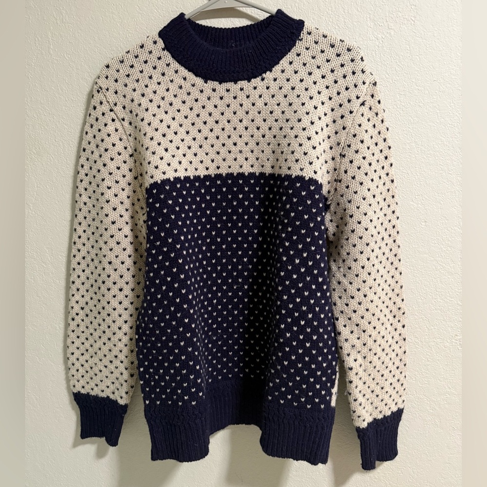 Wallace & Barnes Wool Sweater Navy/Ivory - Size M